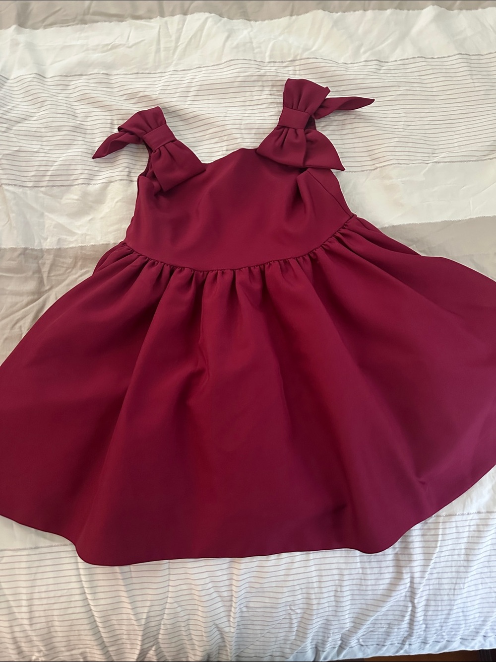 Janie and Jack - Girls' Sleeveless Bow Strap Dress in Deep Berry